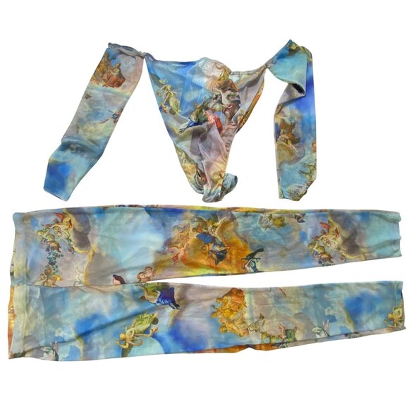 Looking Down On‎ Us Mesh Pant Set By Fashion Nova Size Large Sexy Pastel Bodycon - Picture 5 of 9